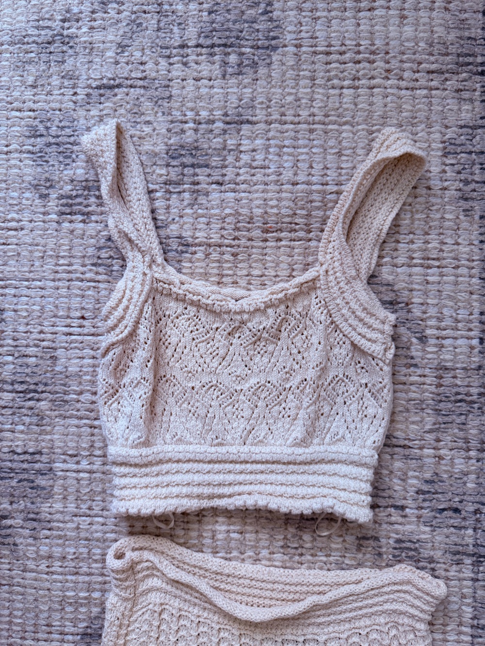 Zara Cream Crochet Knit Skirt Set - Picture 3 of 4